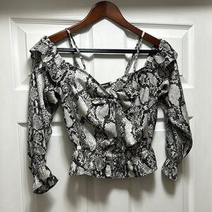 Snake Print Cold Shoulder Women's Top